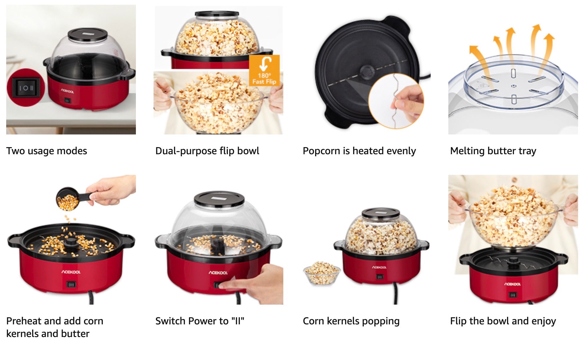 ACEKOOL Multifunctional Popcorn Popper Maker Machine