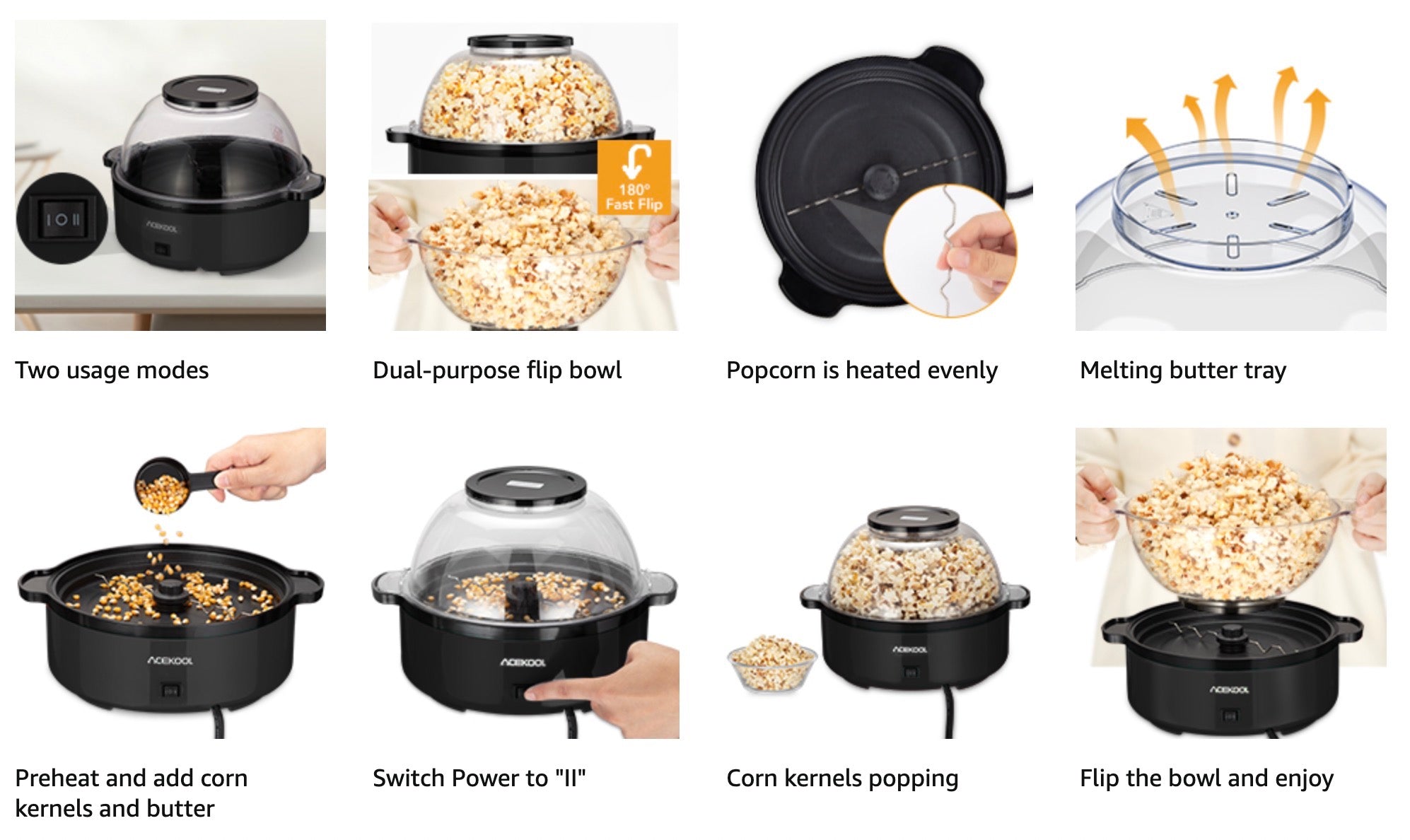 ACEKOOL Multifunctional Popcorn Popper Maker Machine