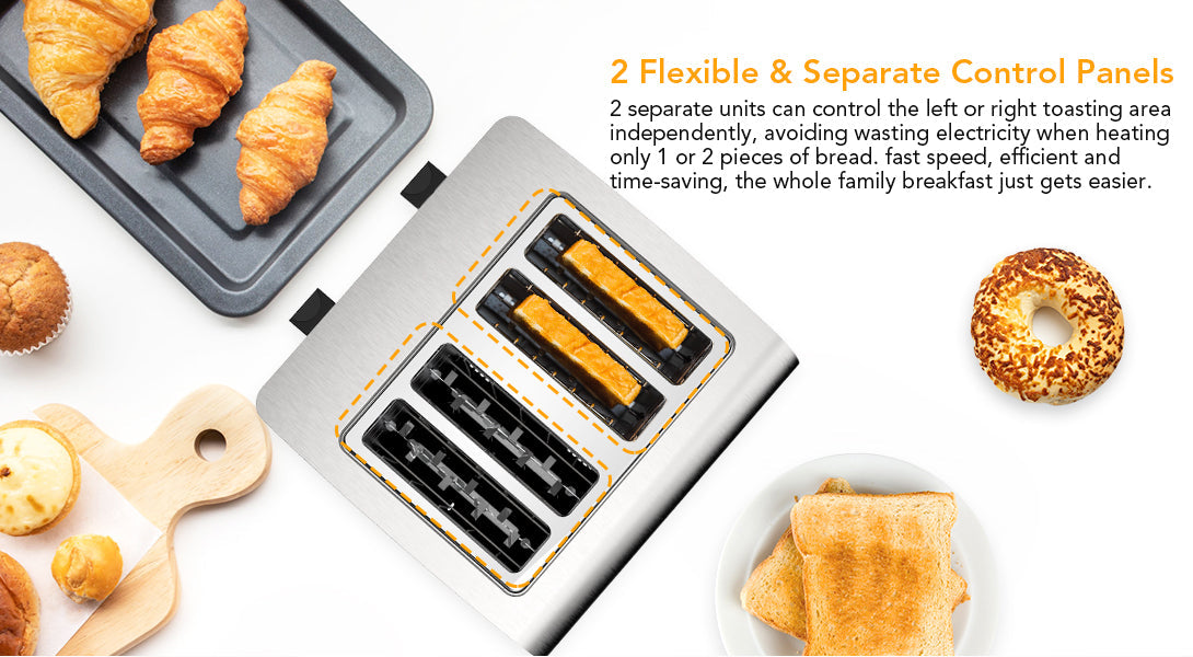 Acekool Toaster TA1 Stainless Steel 4-Slice 7 Shades Toaster