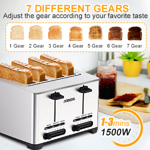 Acekool Toaster TA1 Stainless Steel 4-Slice 7 Shades Toaster