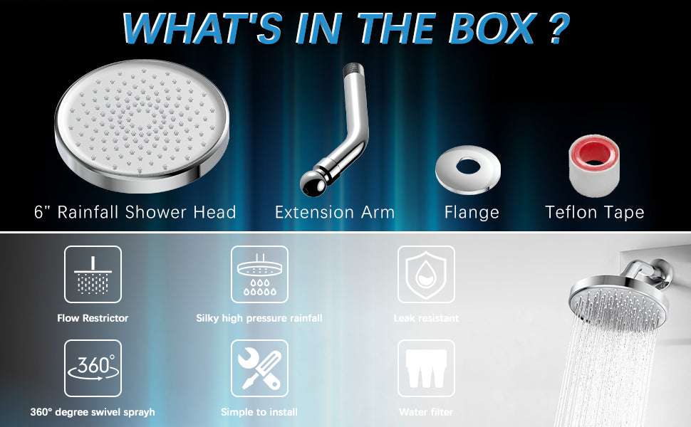 Hosslly Rainfall Shower Head High Pressure 360¡ã Adjustable