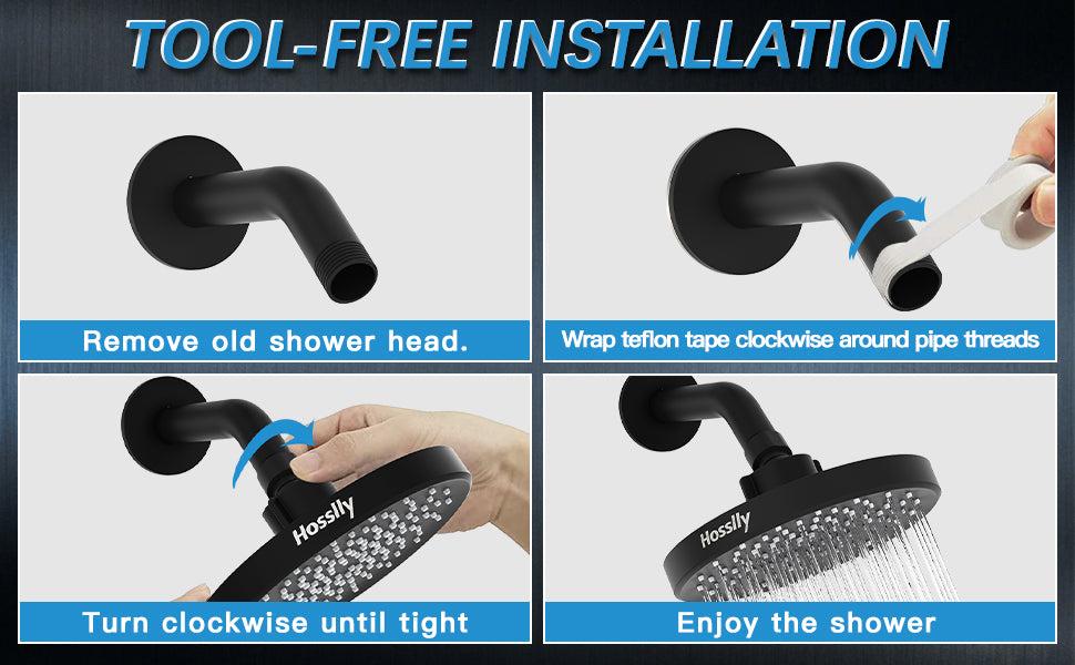 Hosslly Rainfall Shower Head High Pressure 360¡ã Adjustable