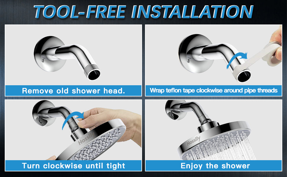 Hosslly Rainfall Shower Head High Pressure 360¡ã Adjustable