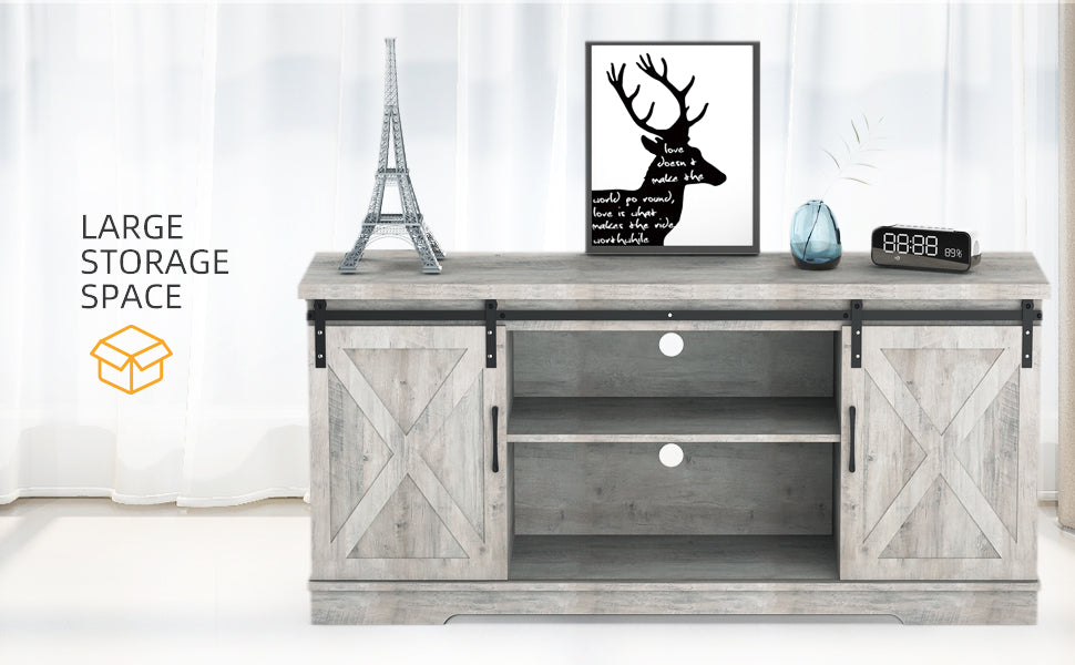 Idealhouse Modern Farmhouse Sliding Barn Door TV Stand