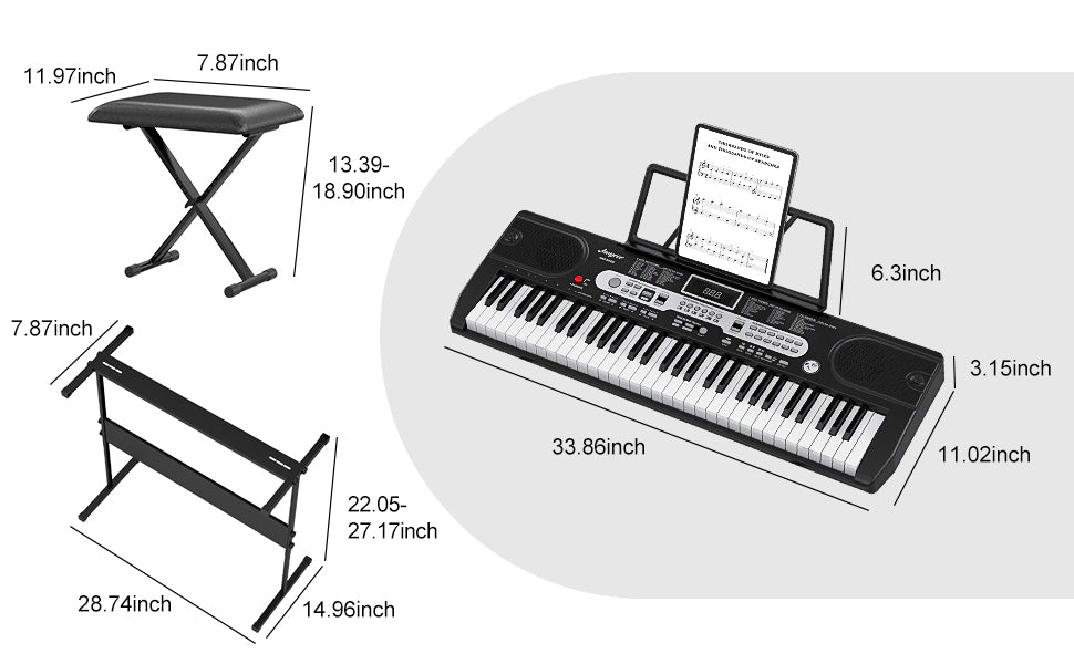 IDEALHOUSE Musical Instrument 61-Key Beginners Electric Keyboard Piano