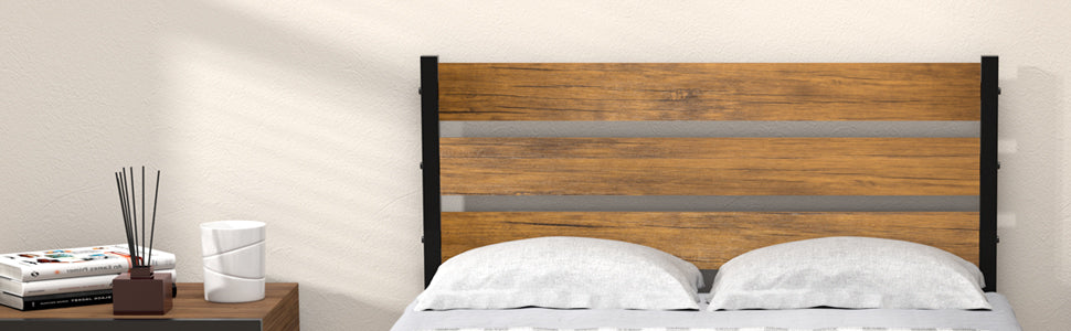 Idealhouse Full Size Bed Frame with Wood Headboard