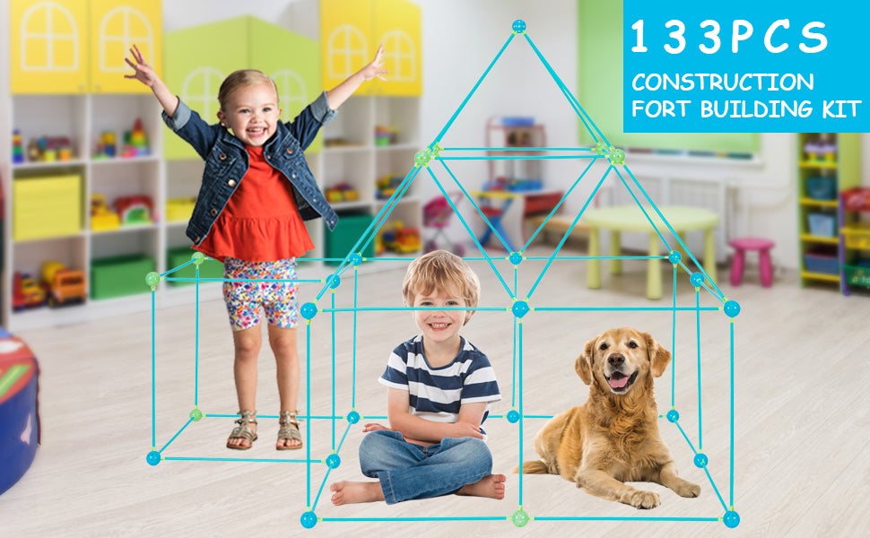 THINKMAX 133pcs Fort Building Kit for Kids STEM Fort Toys