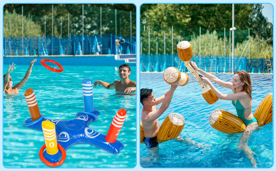 THINKMAX 9PCS PVC Inflatable Pool Fighting Float Row Toys