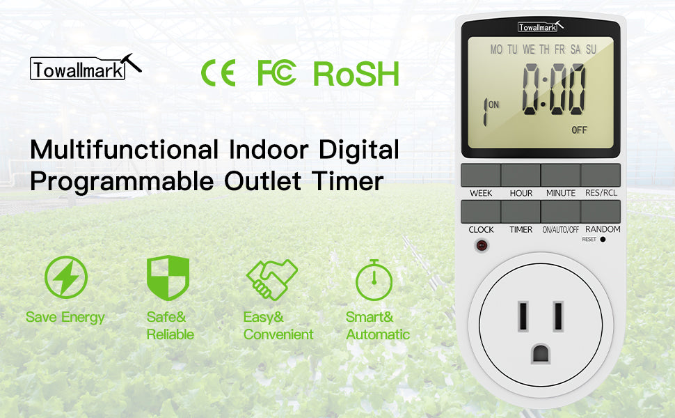 TOWALLMARK Digital Timer Outlet Indoor Plug-in Electric Timer