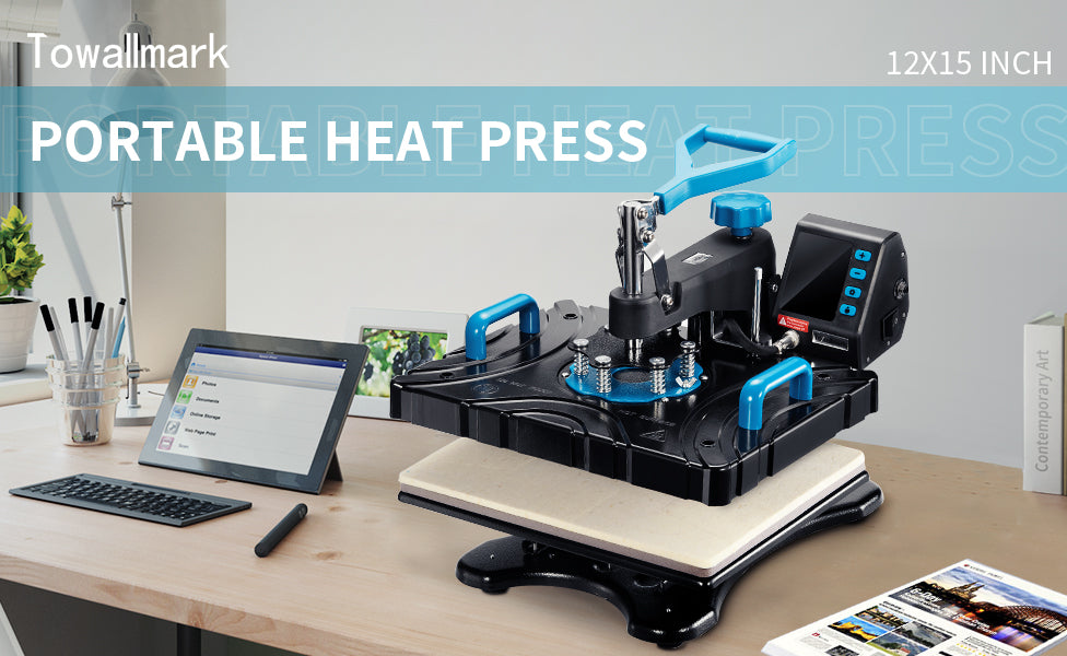 TOWALLMARK 5-in-1 Heat Press Machine Professional Swing Away Heat Transfer