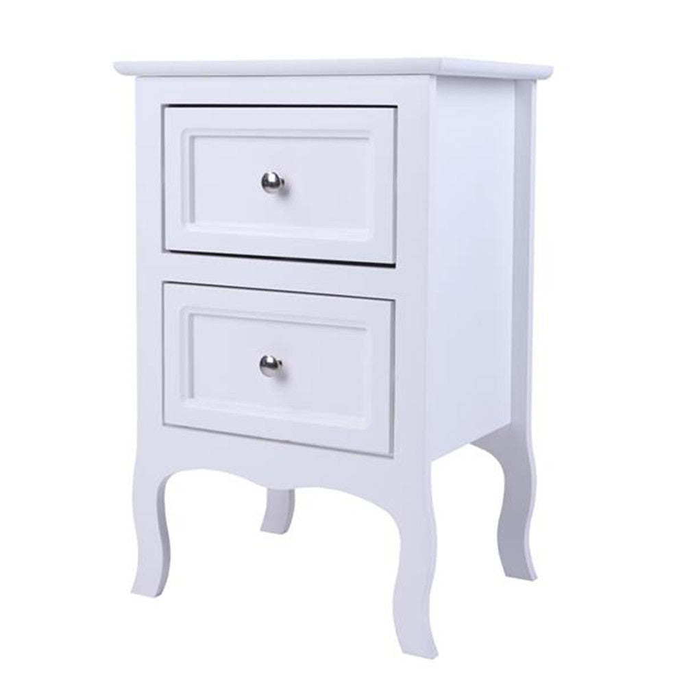 AMYOVE Nightstand with 2 Drawer Side End Wood Bedside Tables White