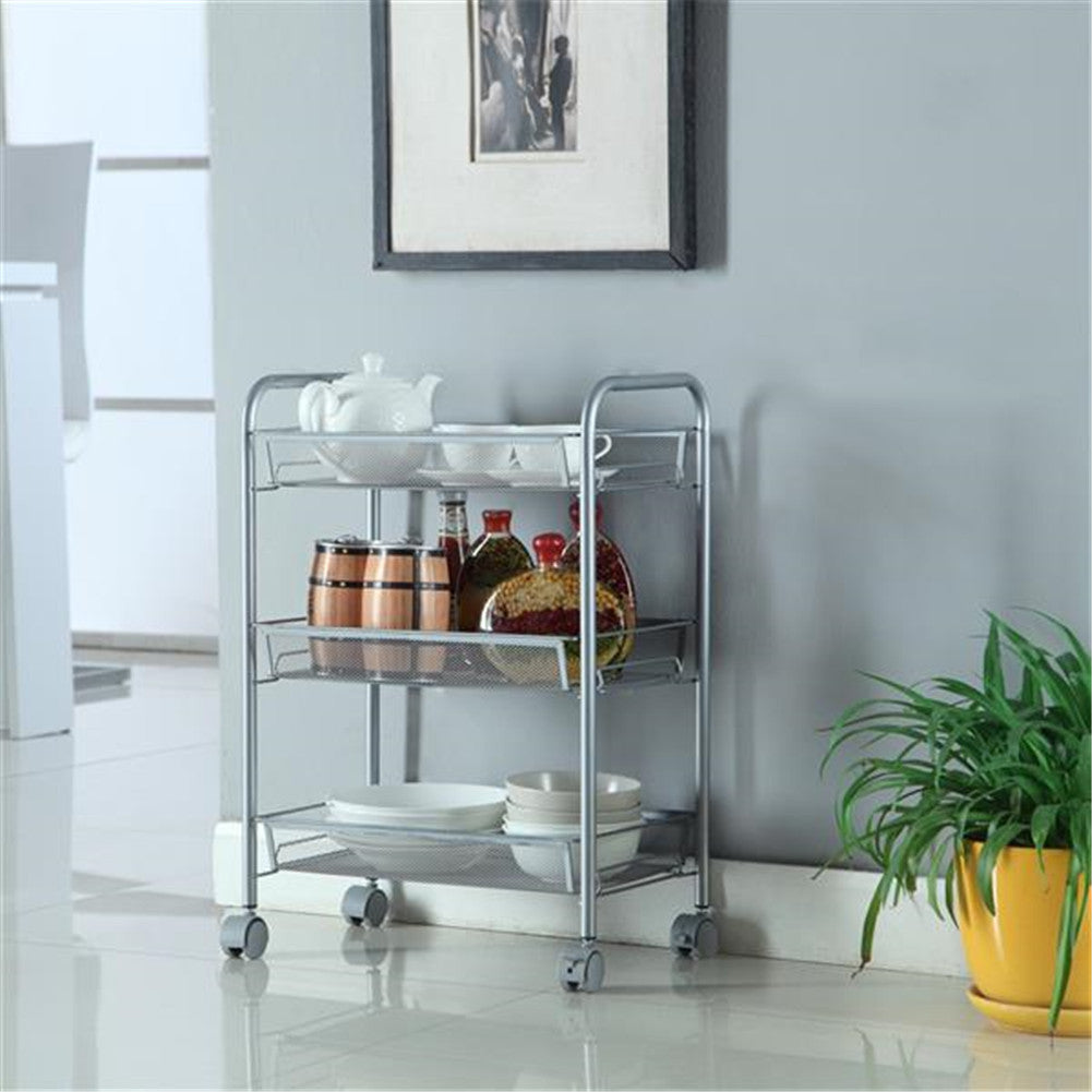 RONSHIN 3 Layer Removable Storage Cart 44 x 26 x 62cm Silver