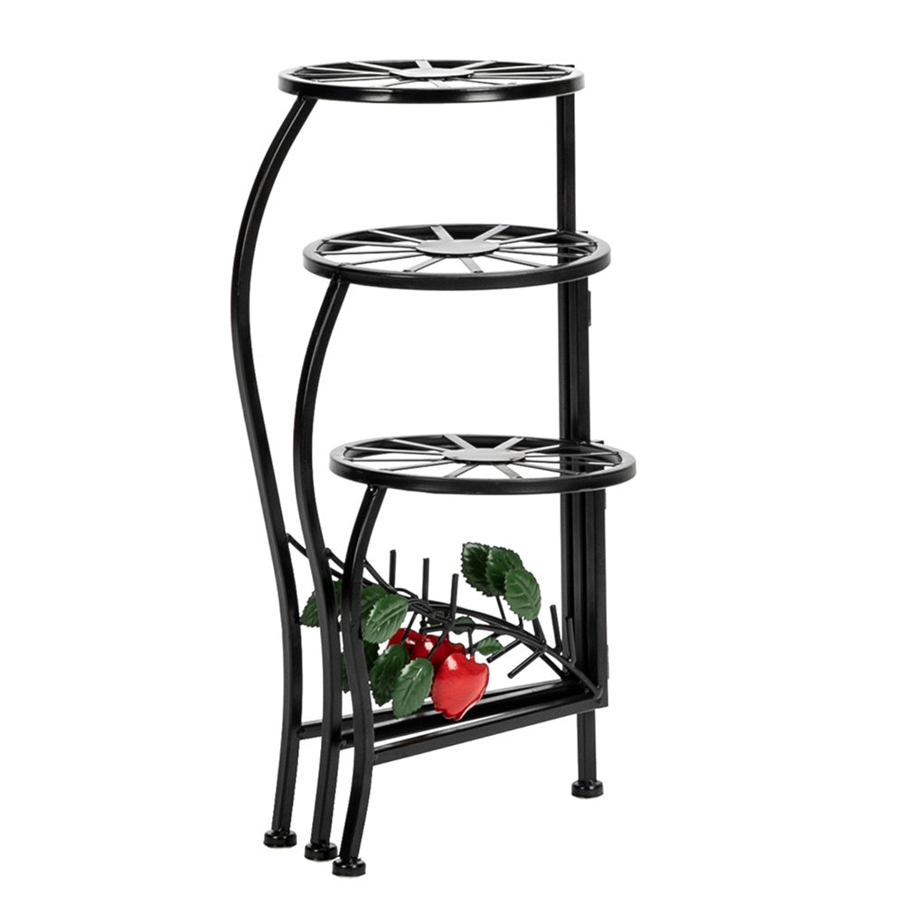 ALICIAN 3-tierd Flower Pot Stand Lacquer Painted Metal Black