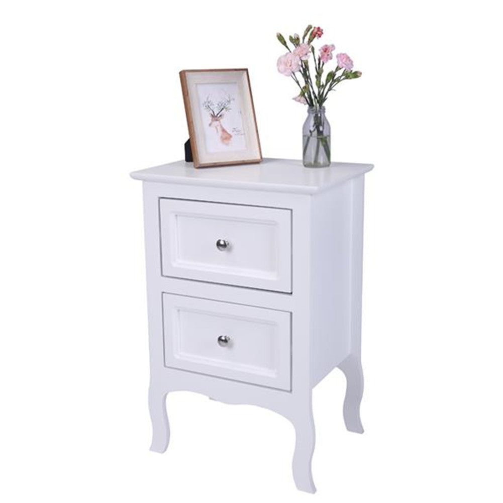 AMYOVE Nightstand with 2 Drawer Side End Wood Bedside Tables White