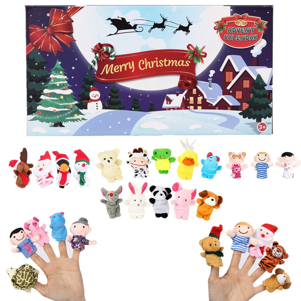 YIWA Christmas Advent Calendar 2022 with Finger Puppets Toys