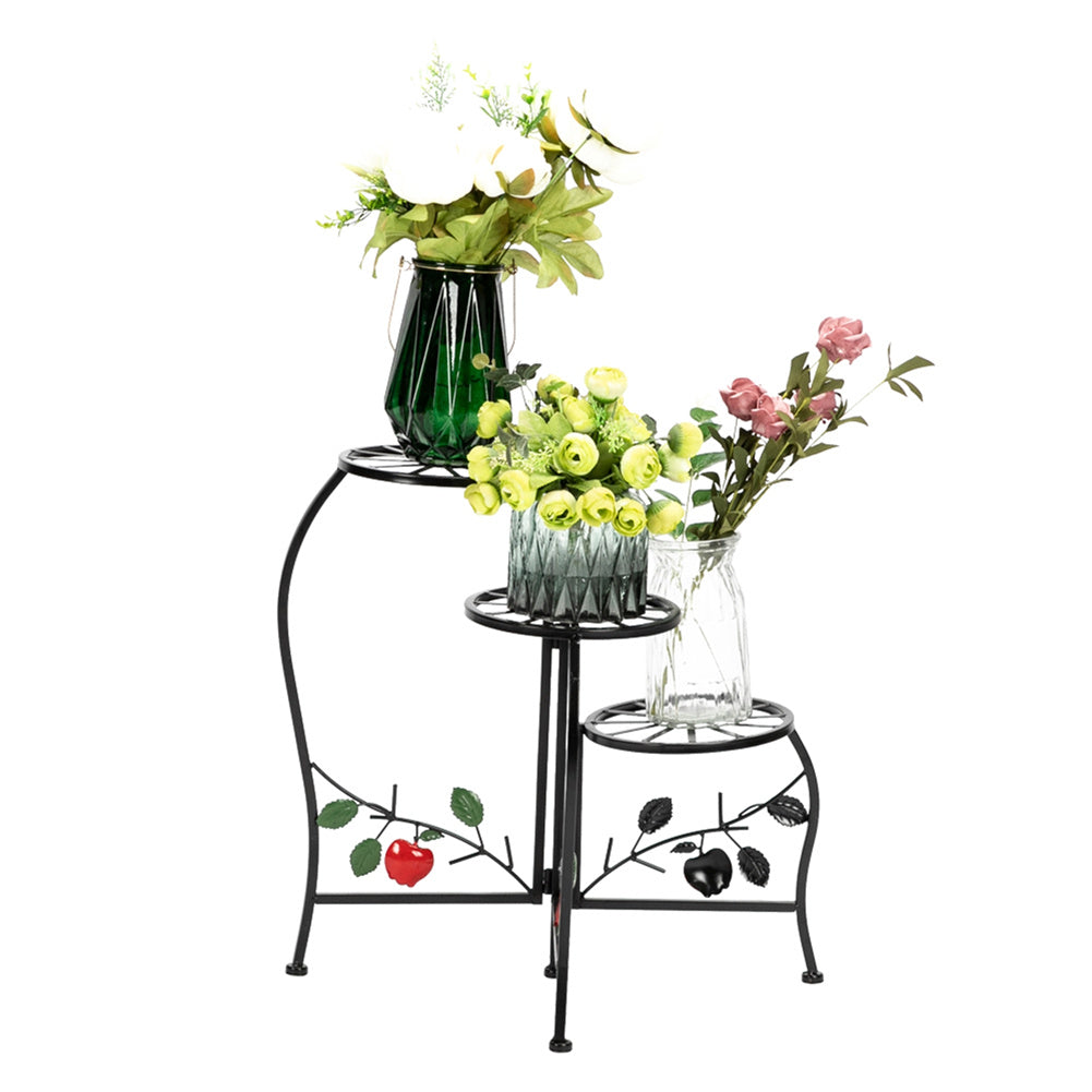 ALICIAN 3-tierd Flower Pot Stand Lacquer Painted Metal Black