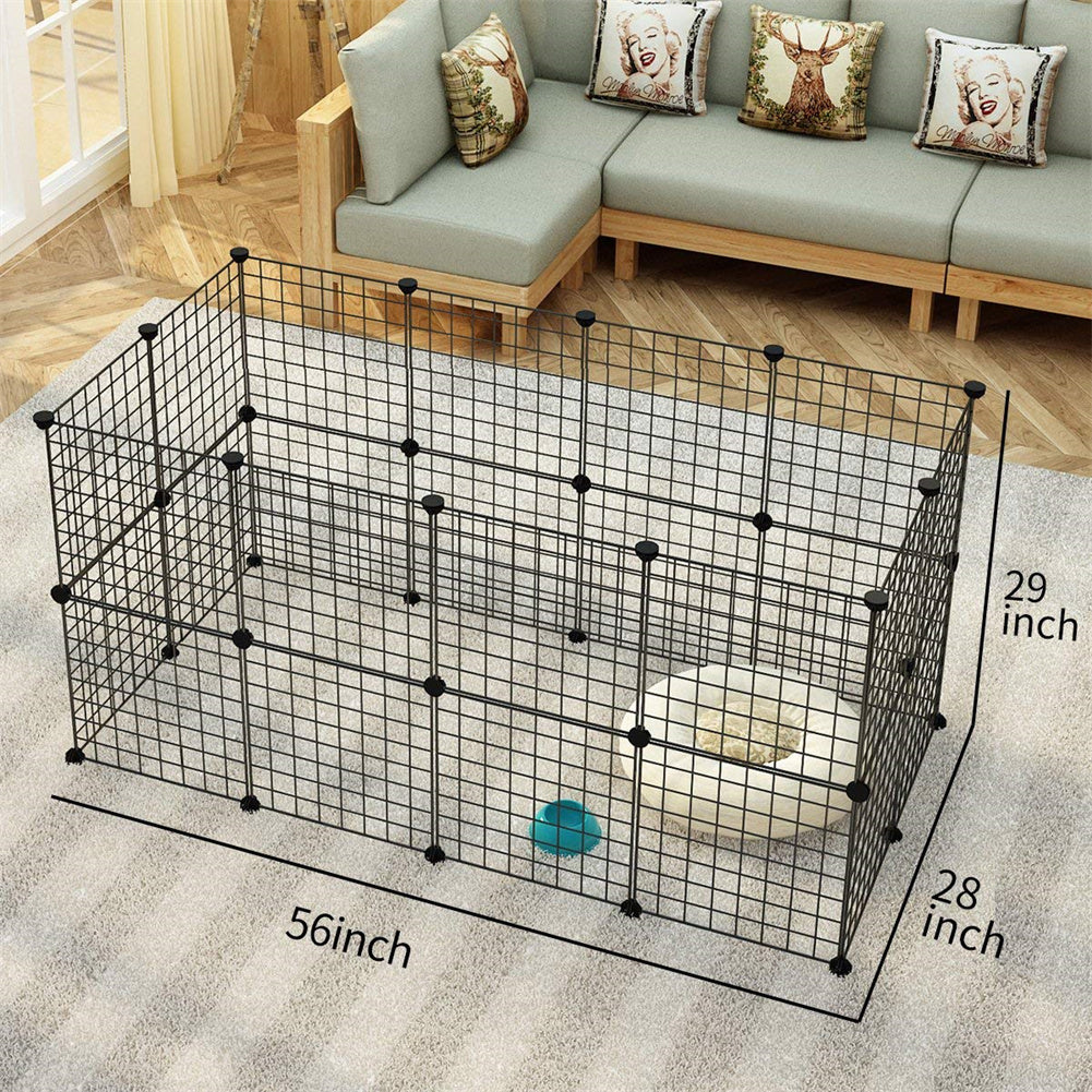 BEESCLOVER 32pcs 2-Layer Pet Playpen Portable Indoor Metal Wire Easy to Assemble Fence