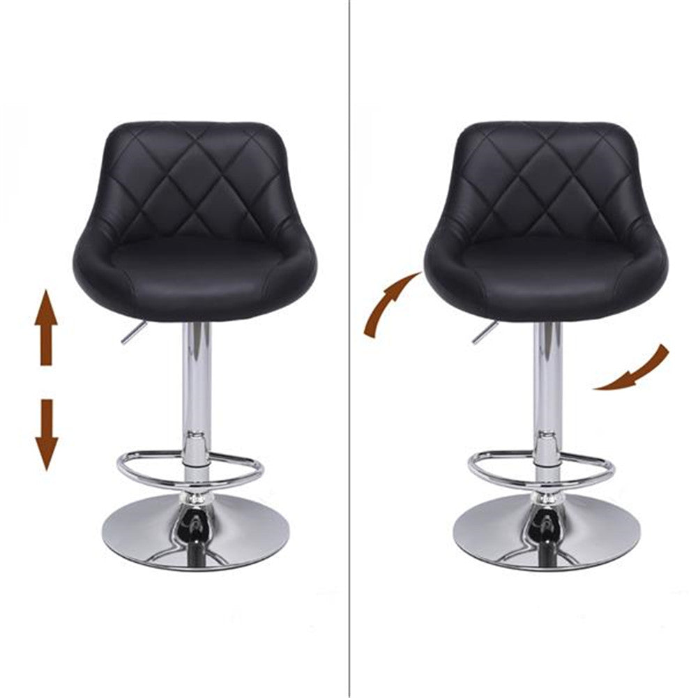 ALICIAN 2pcs Shell Back Adjustable Swivel Bar Stools PU Leather Black