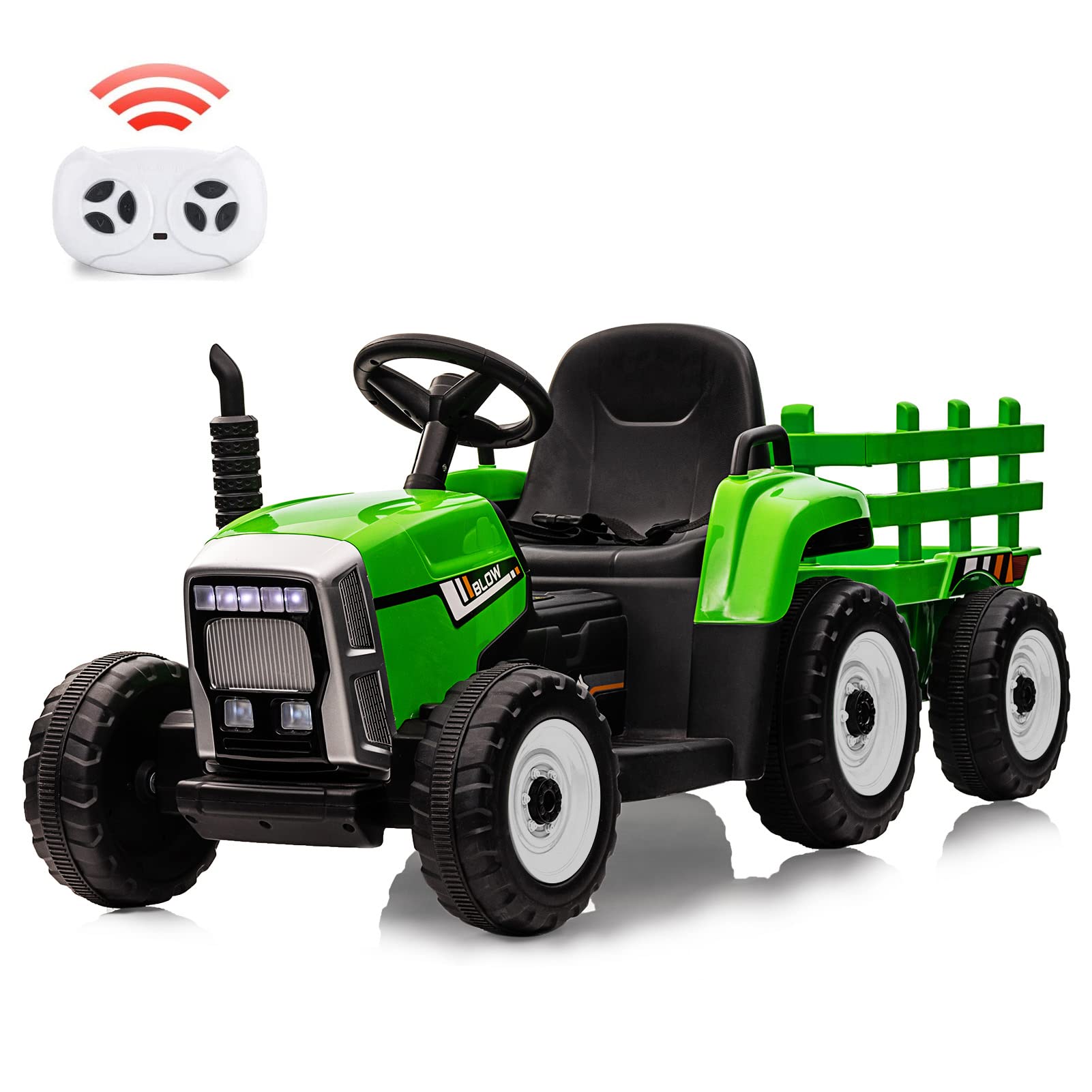 WHIZMAX 12V Kids Electric Tractor Battery Powered Ride On Car Green 35W