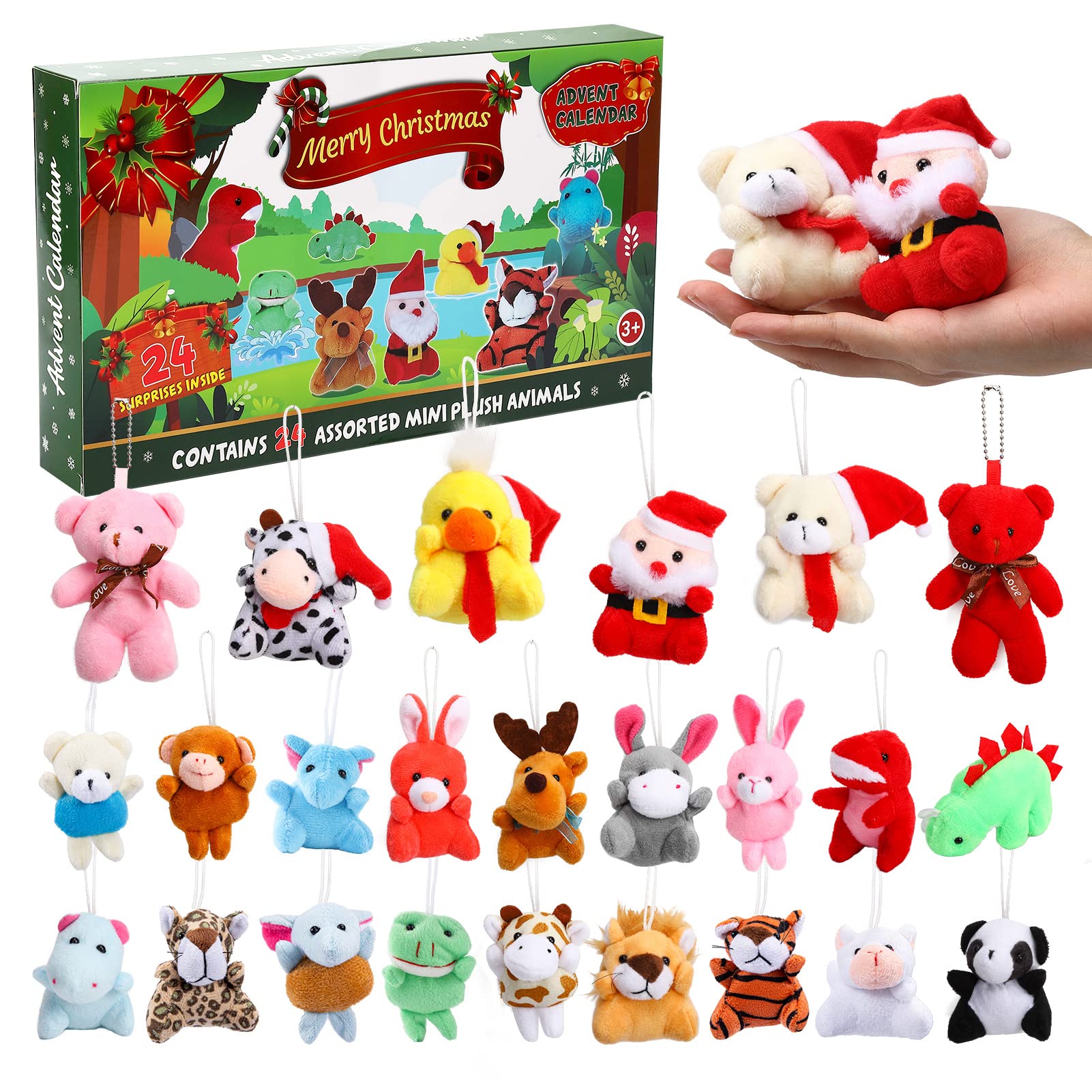 YIWA Christmas Advent Calendar 2022 with 24 Different Stuffed Animals