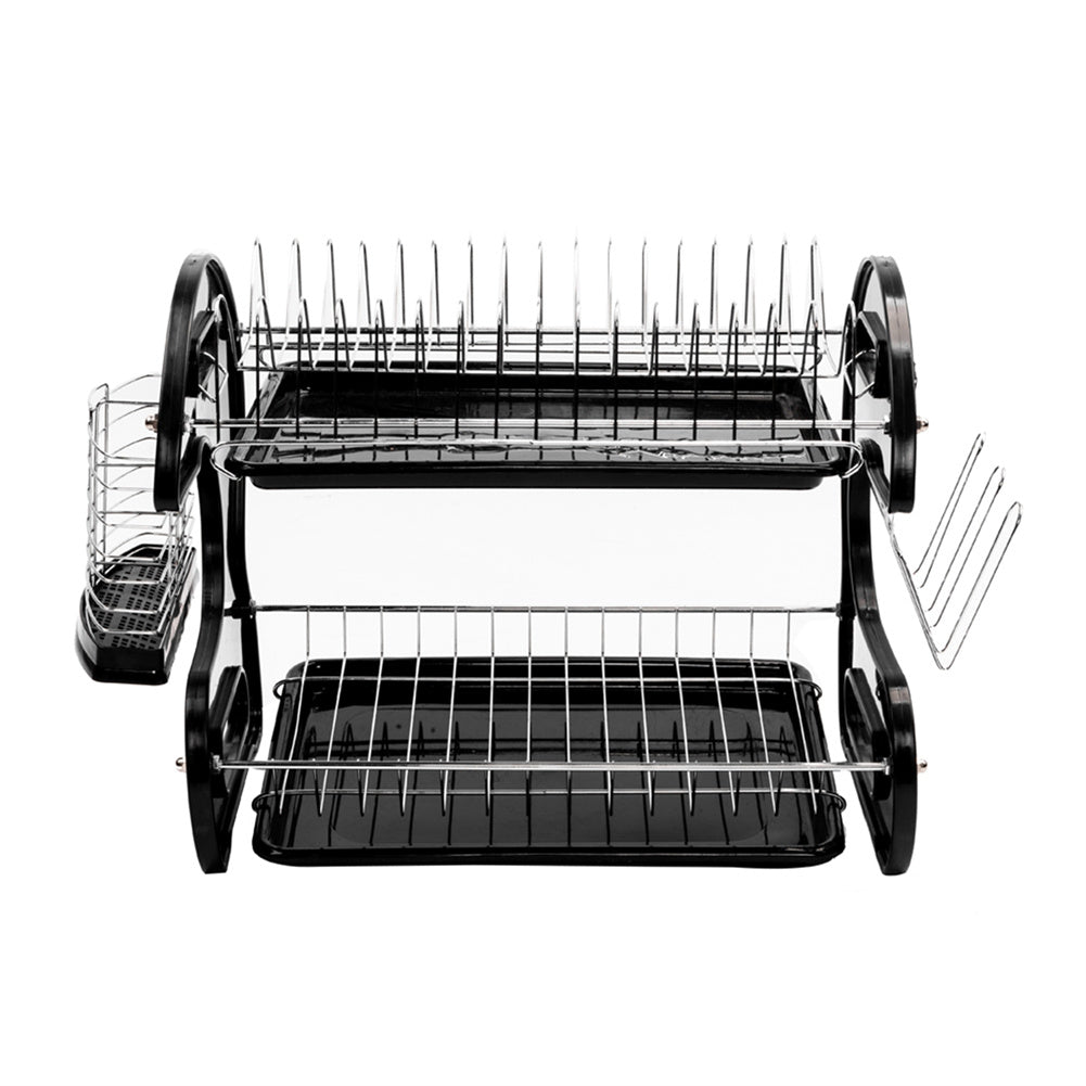 DISHYKOOKER Double-Layers Drain Shelf Multifunctional Bowls Dishes Chopsticks Spoons Storage Racks