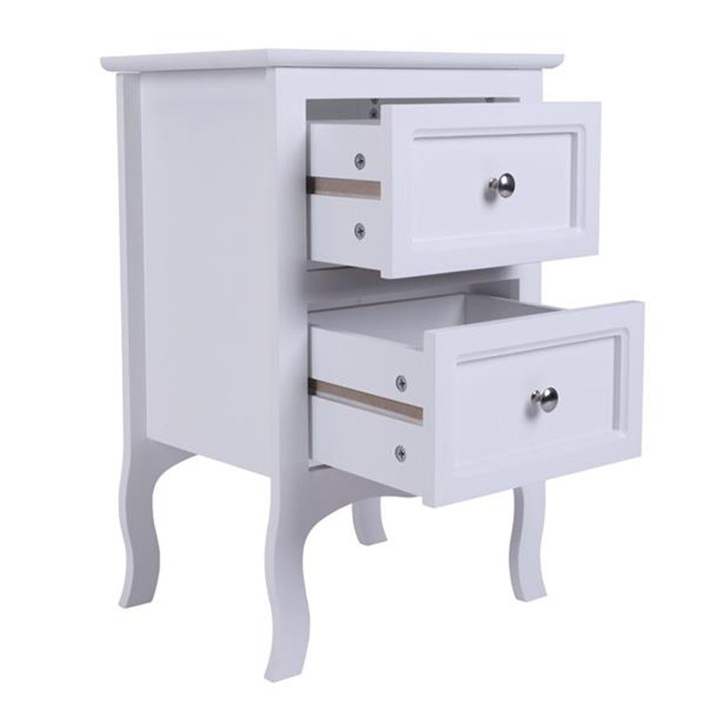 AMYOVE Nightstand with 2 Drawer Side End Wood Bedside Tables White