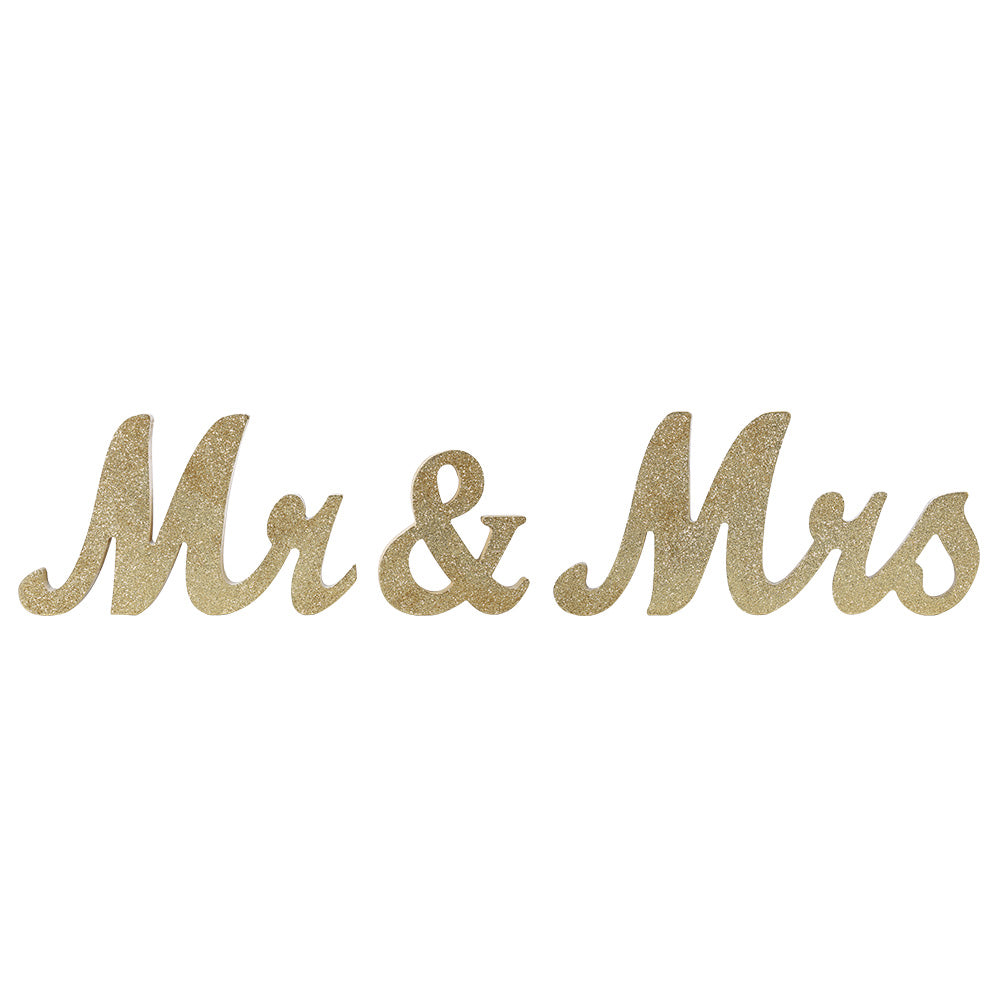RONSHIN Vintage Style?Gold Glitter Mr & Mrs Wooden Letters for Wedding Decoration