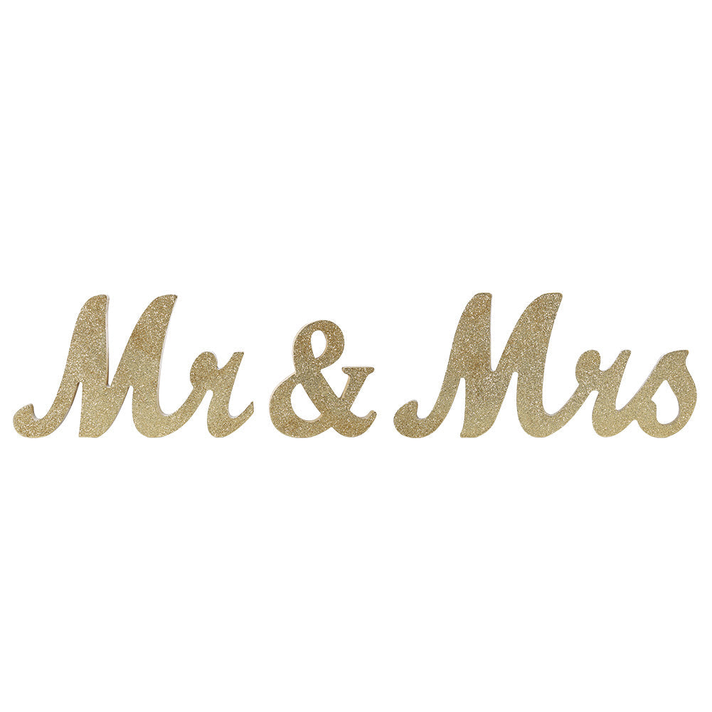 WHIZMAX Vintage Style?Gold Glitter Mr & Mrs Wooden Letters for Wedding Decoration