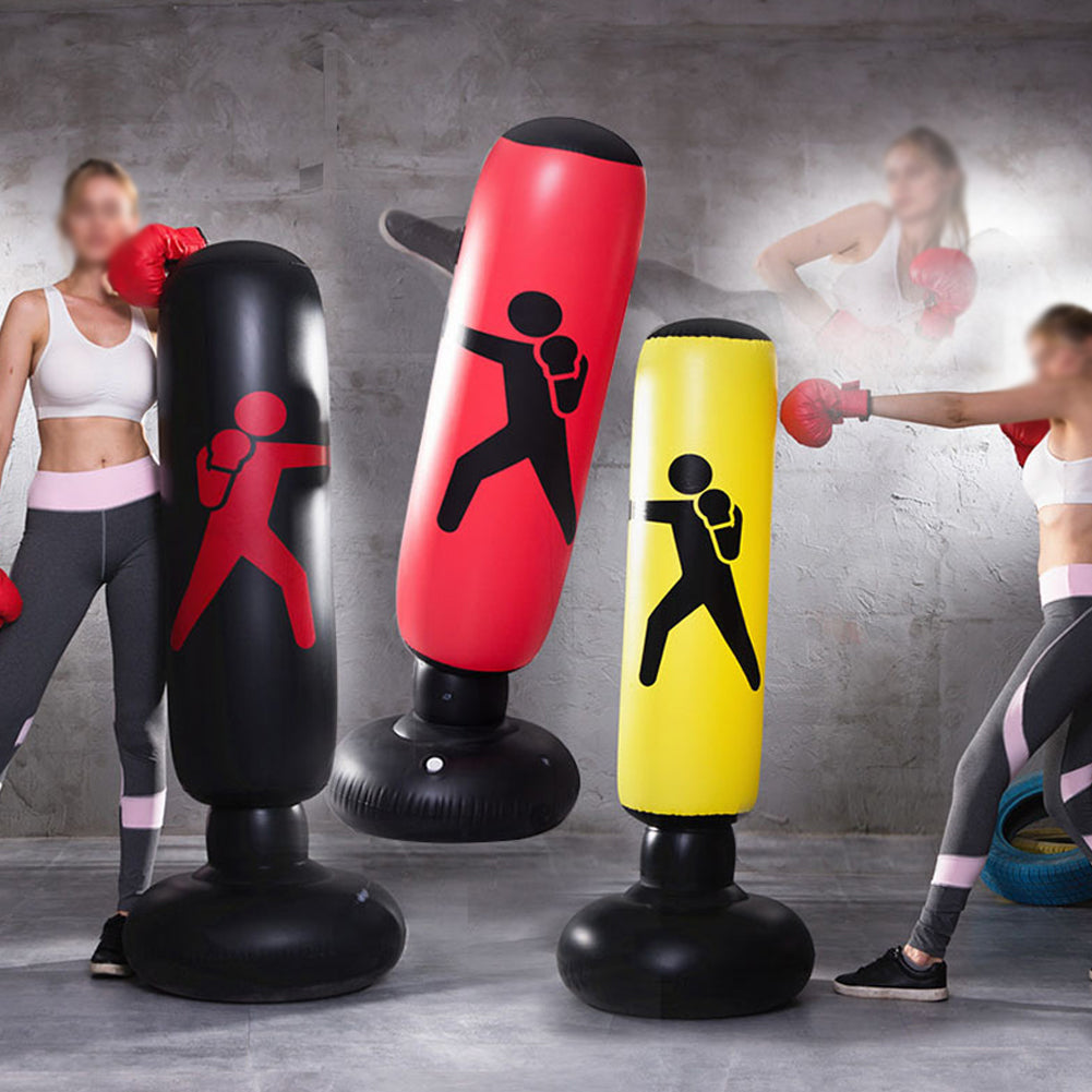 YIWA Inflatable Boxing Sandbag with Printing Boxing Column Black