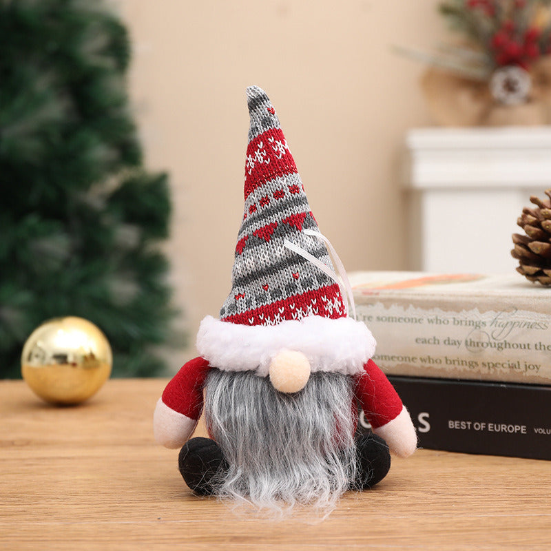 Christmas Decoration Supplies Knitted Hat Spherical Forest Old Man Pendant Creative Doll Pendant Tree Pendant