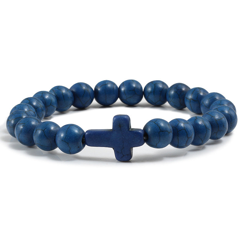 Stunning Blue Turquoise Cross Bracelet for a Timeless Style
