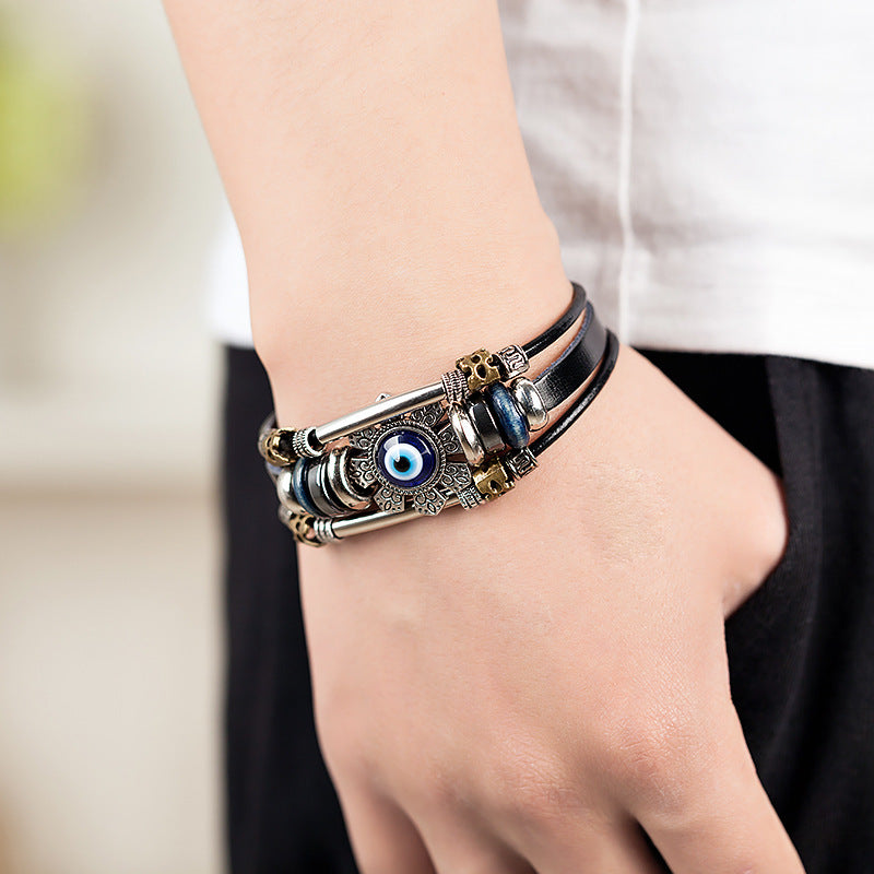 Exude Exotic Charm with Turkish Blue Eye Alloy Bracelet