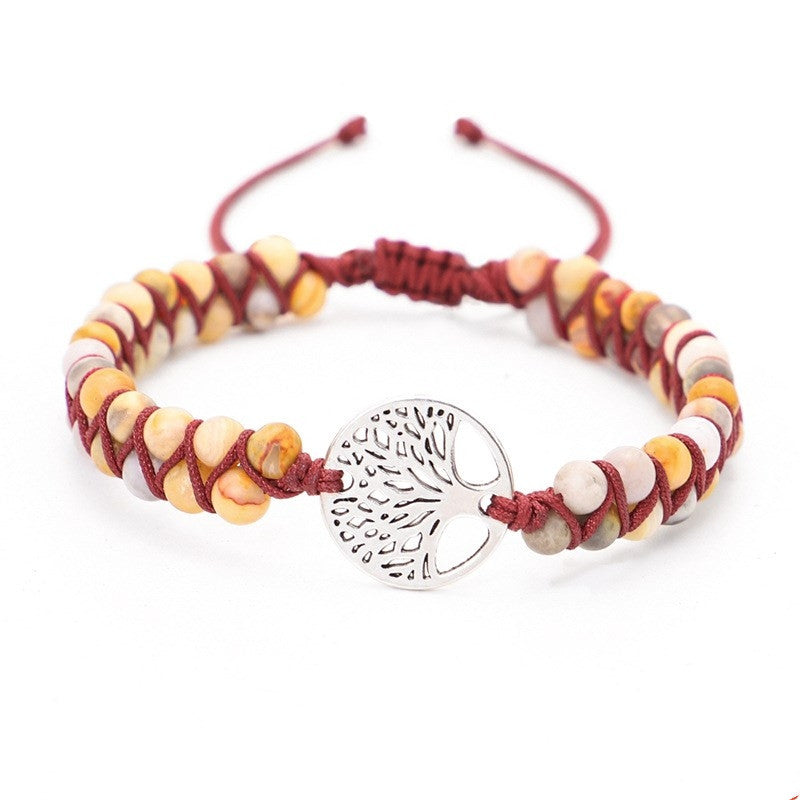 Handcrafted Woven Tree of Life Yoga Bracelet: Embrace Ethnic Style and Retro Charm