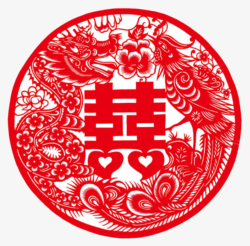 Dragon and Phoenix Bringing Auspiciousness: Paper-cut Artwork