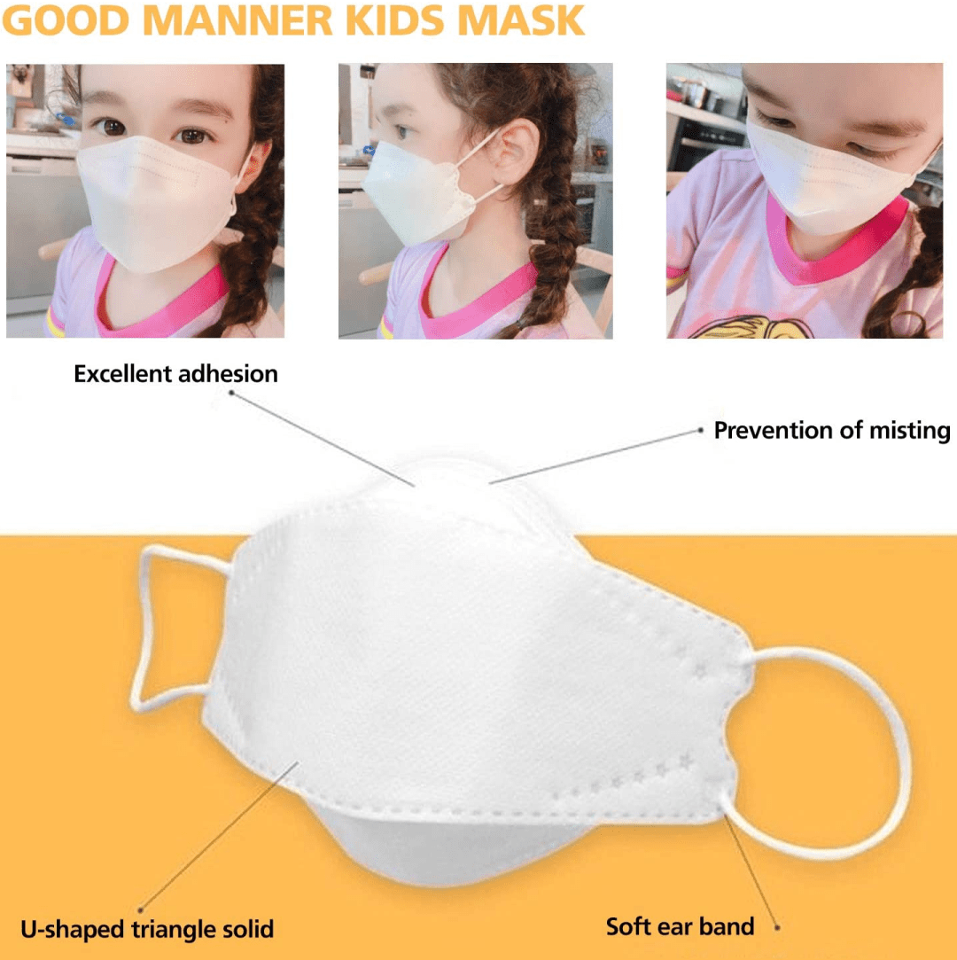 Good Manner KF94 Masks Kids (age 5 to 12) (100 Mix= 70 White/ 30 Black)