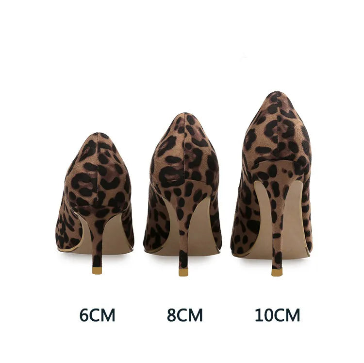 Autumn Sexy Leopard Women Shoes High Heels 6-10CM Elegant Office Pumps Shoes Women Animal Print Pointed Toe Luxury Singles Shoes