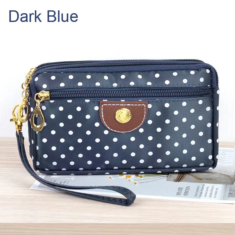 Fashion Women Wallets Small Handbags Canvas Dot Lady Zipper Moneybags Clutch Coin Purse Pocket Wallet Cards Holder Wristlet Bags