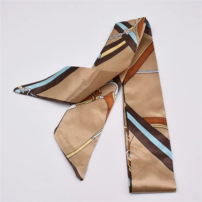 Small Silk Scarf For Women 2021 New Print Handle Bag Ribbons Brand Fashion Head Scarf Small Long Skinny Scarves Wholesale