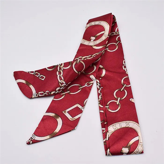 Small Silk Scarf For Women 2021 New Print Handle Bag Ribbons Brand Fashion Head Scarf Small Long Skinny Scarves Wholesale