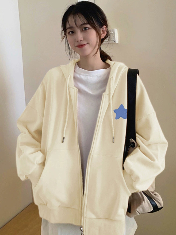 Loose Oversize Short Zip Hoodie