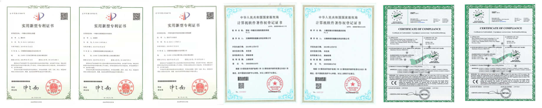 laser cutting machine certificates