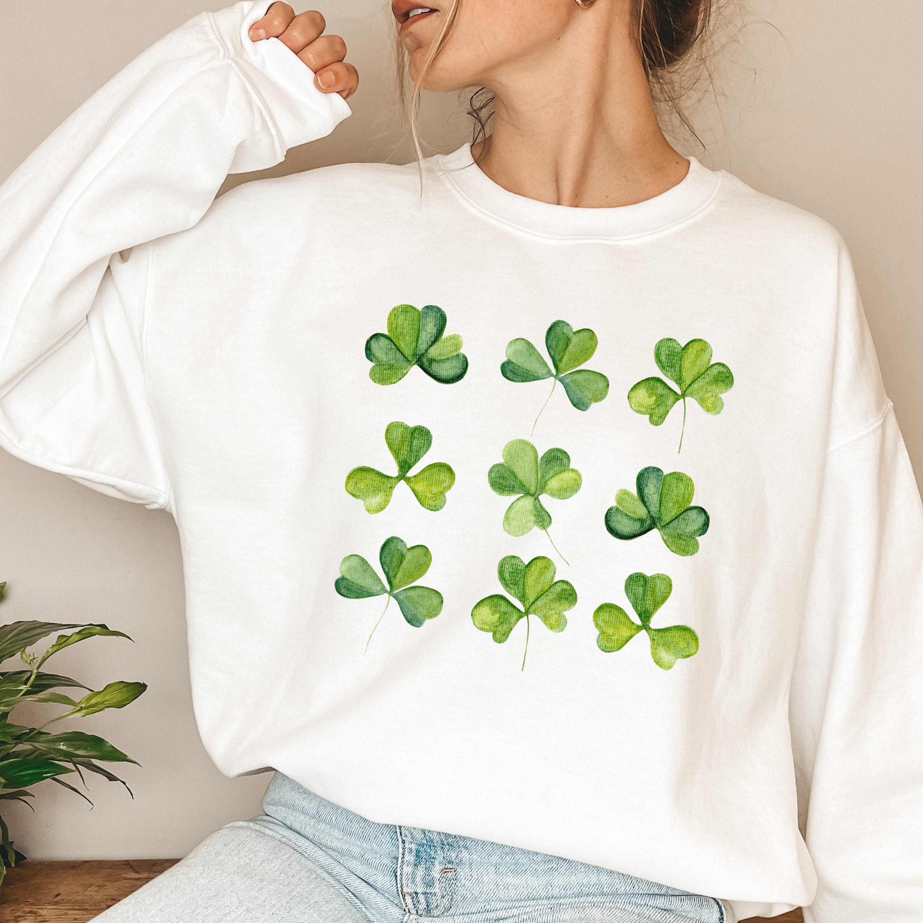 Watercolor Shamrock Sweatshirt, St Patricks Day Sweatshirt, Lucky Sweatshirt