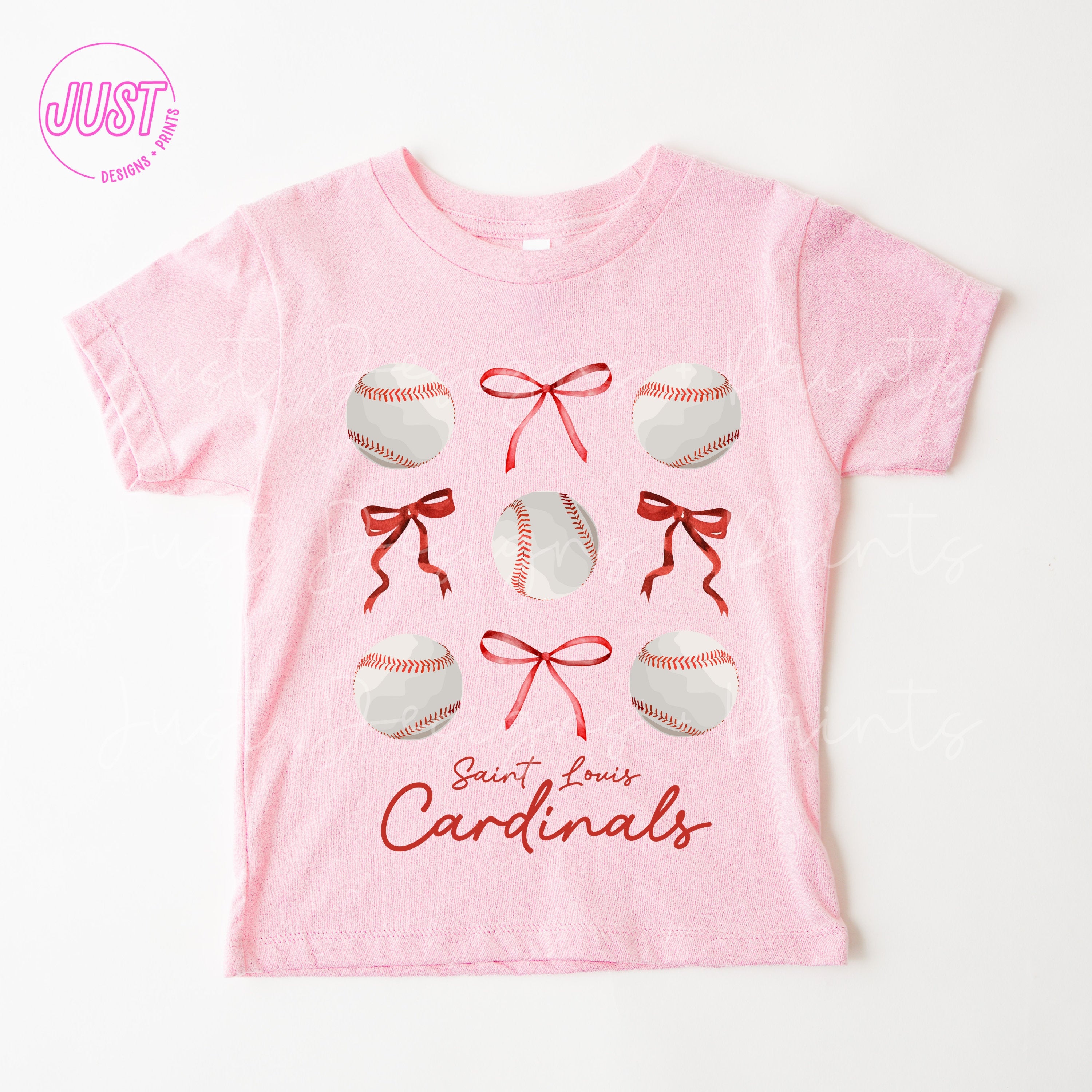 St Louis Cardinals Baseball Bows T-Shirt, Child Baby Toddler St Louis