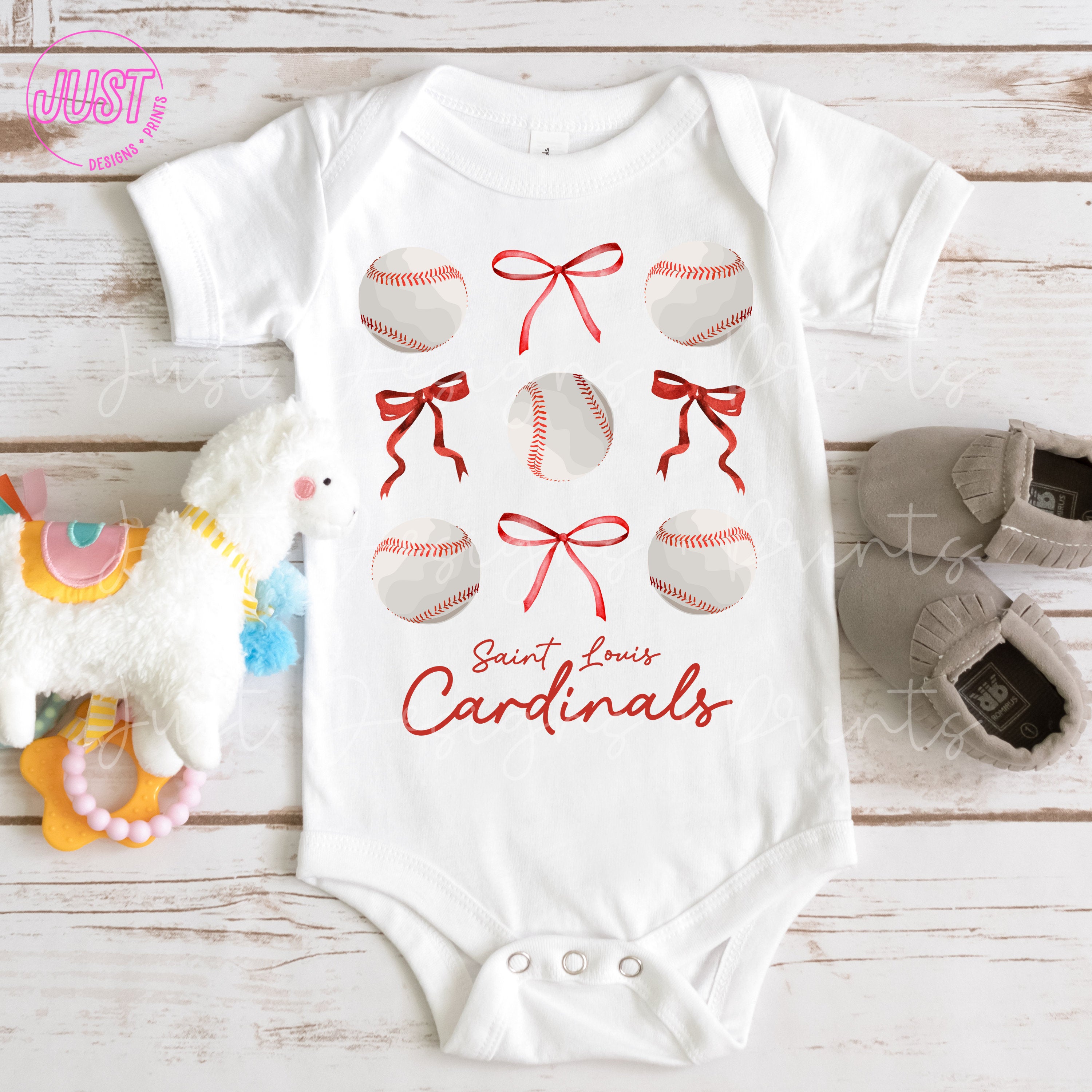 St Louis Cardinals Baseball Bows T-Shirt, Child Baby Toddler St Louis