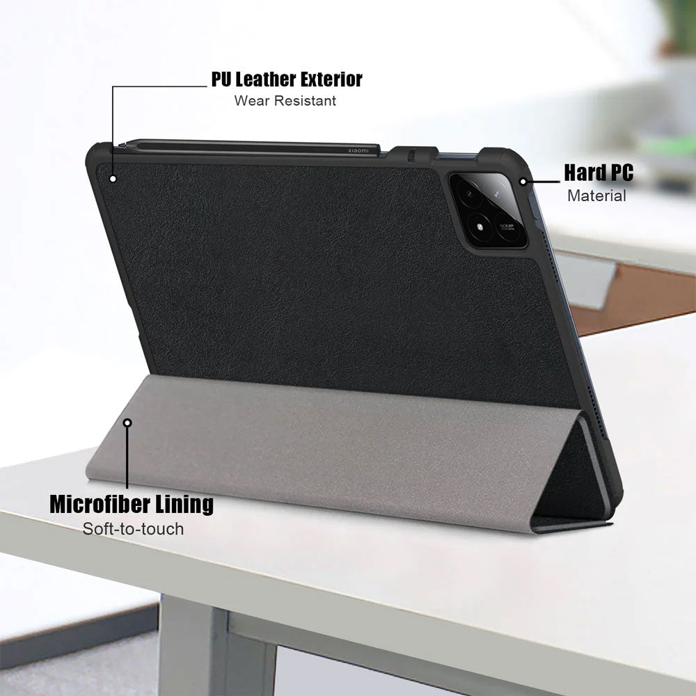 CVR-Mi-PAD6SP | Xiaomi Pad 6S Pro 12.4 | Smart Tri-Fold Stand Magnetic PU Cover