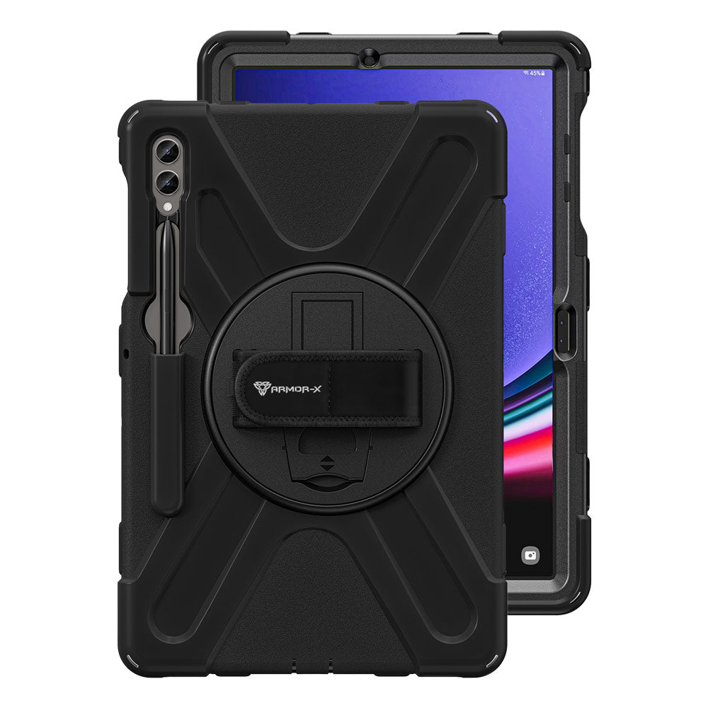 JLN-SS-X810 | Samsung Galaxy Tab S9+ S9 Plus SM-X810 / X816 | Ultra 3 layers shockproof rugged case with hand strap and kick-stand