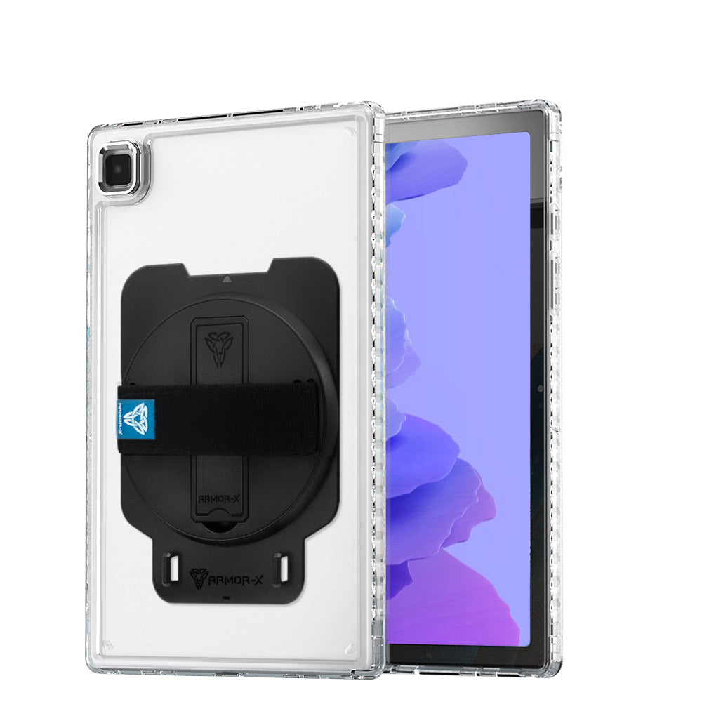 KUN-SS-T500 | Samsung Galaxy Tab A7 10.4 SM-T500 T505 T507 (2020) / A7 10.4 SM-T509 (2022) | Transparent Protective Rugged Case with hand strap & kick-stand