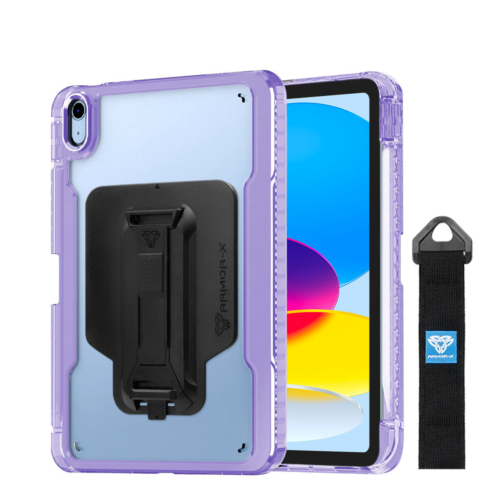 KXS-iPad-N5 | iPad 10.9 (10th Gen.) | Transparent Protective Rugged Case with hand strap & kick-stand & X-Mount