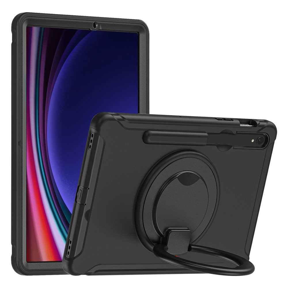 RON-SS-X710 | Samsung Galaxy Tab S9 FE SM-X510 X516 X518 | Rugged case with kick-stand & pencil Holder & folding grip