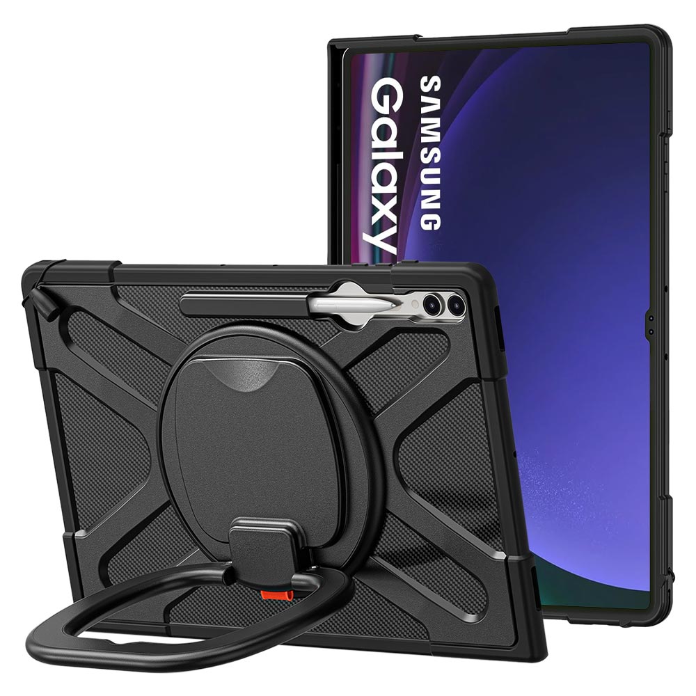 SON-SS-X900 | Samsung Galaxy Tab S9 Ultra SM-X910 / X916 | Ultra 2 layers shockproof rugged case with folding grip and kick-stand Compatible with keyboard